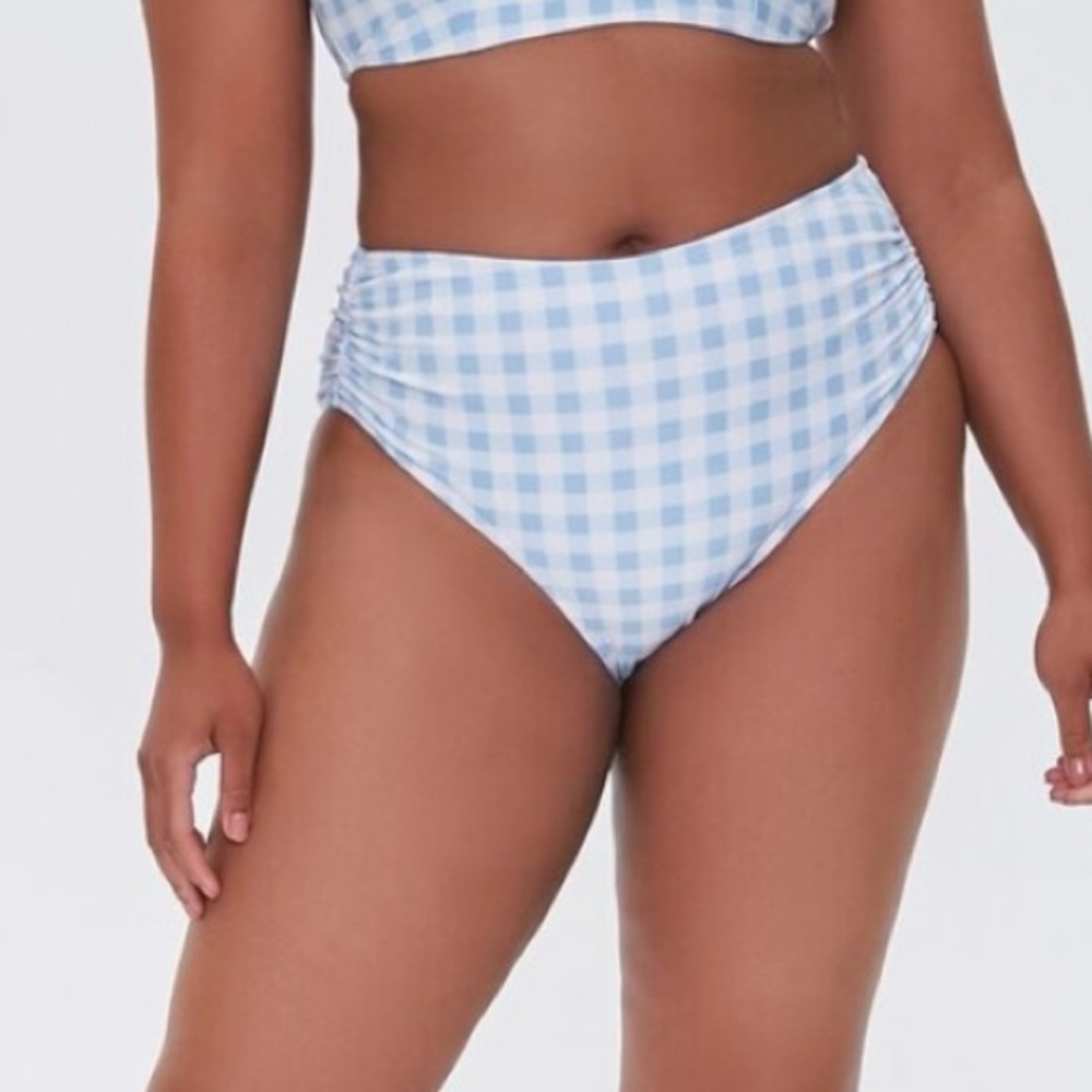FOREVER21 High-waist Swimwear Light Blue White Bottom Size 3X - Picture 3 of 15
